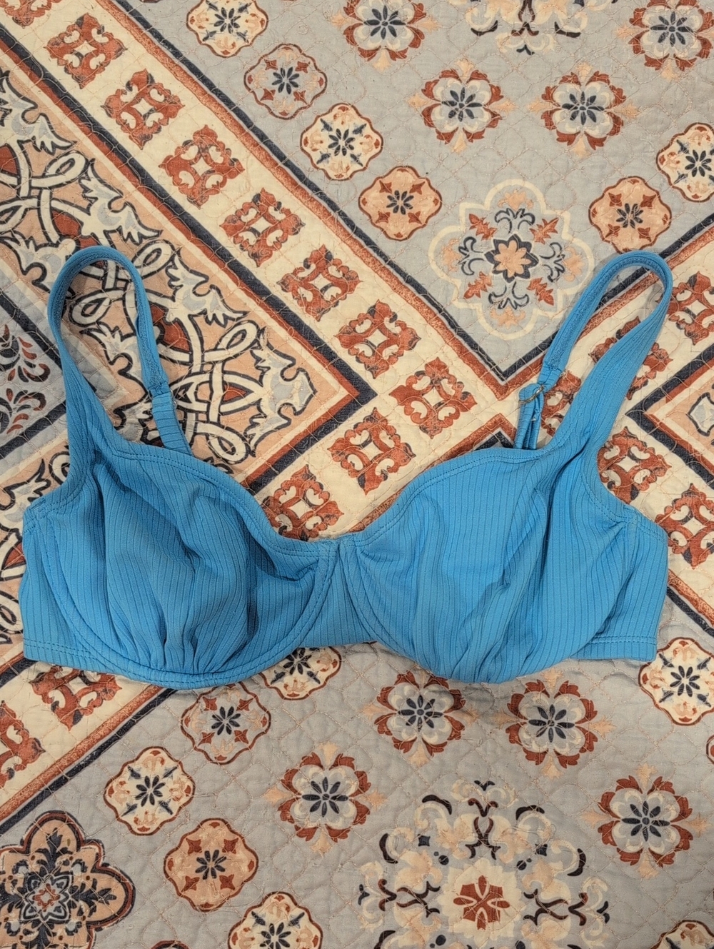 Xhilaration Blue Ribbed Underwire Bikini Top